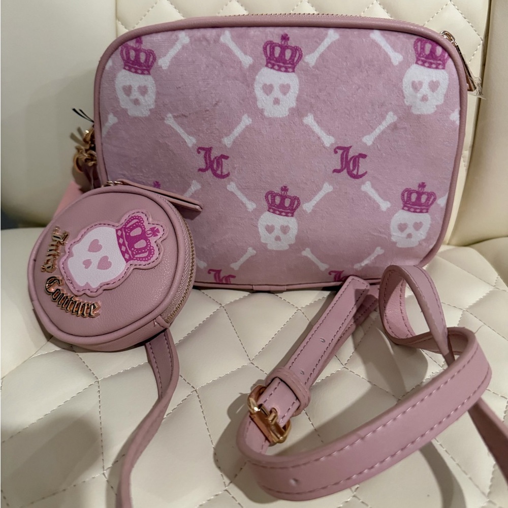 Juicy Couture Pink Skull and Crown Crossbody Set
